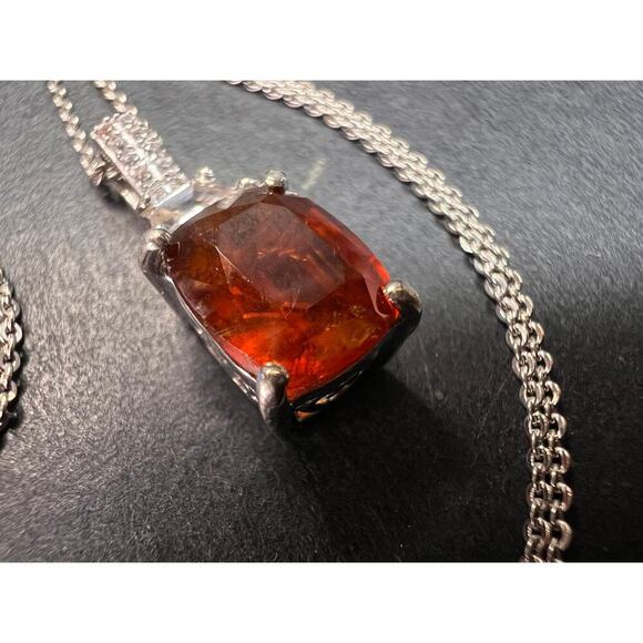 NEW tangerine kyanite and zircon pendant chain in rhodium over sterling silver - Picture 10 of 16
